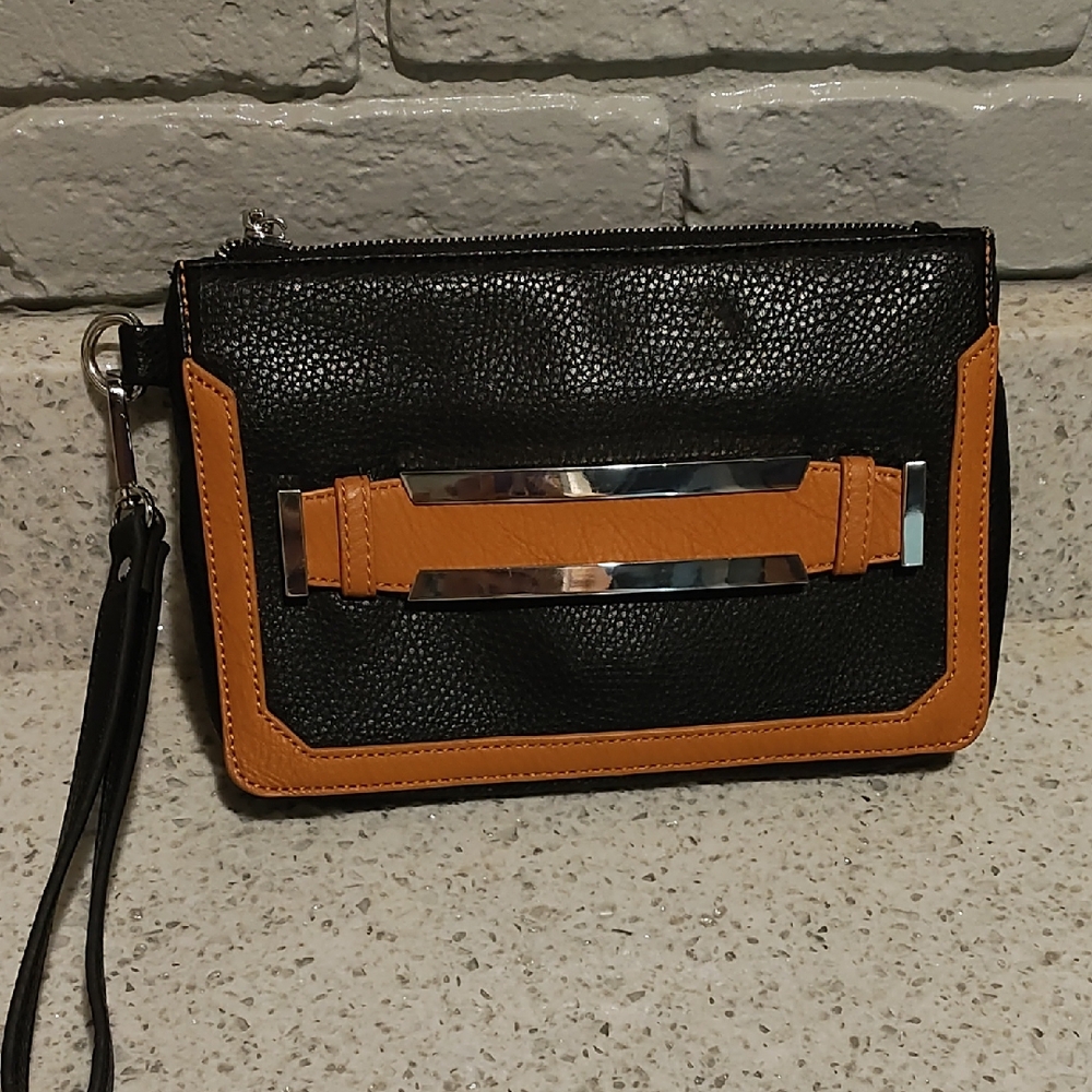 Charming Charlie Black and Tan Wristlet